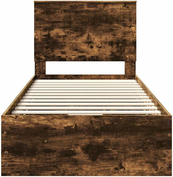 vidaXL Bettrahmen Geräucherte Eiche 90 x 200 cm Ingenieurs Holz 3411156 Bild 8