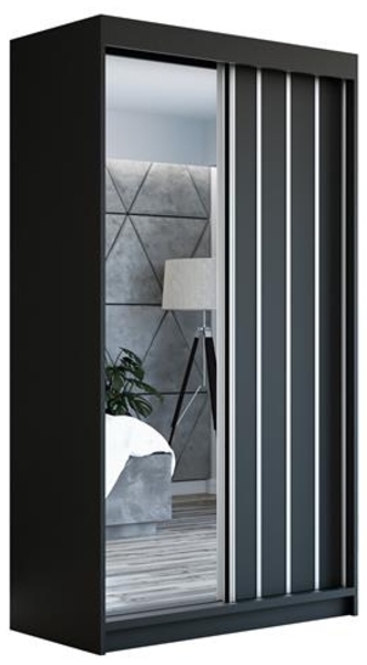 Schwebetürenschrank VIGO 2-türig Schrank 180 cm (mit Spiegel) Farbe: Schwarz