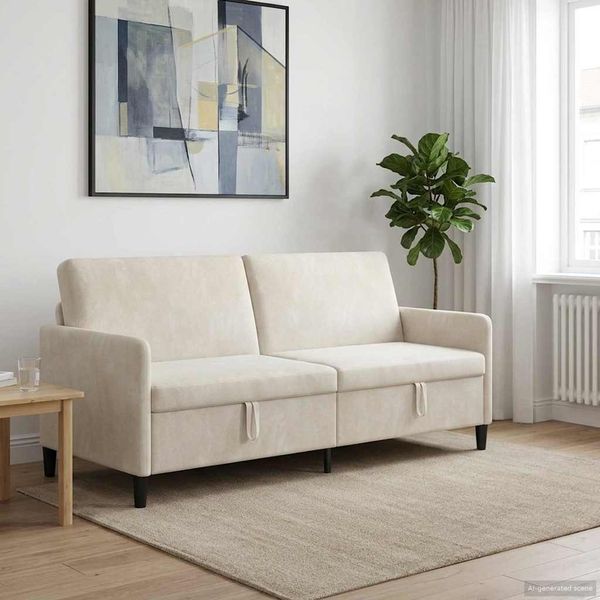 vidaXL Sofa mit Stauraum Creme 192 x 78 x 87 cm Polyester 42036997