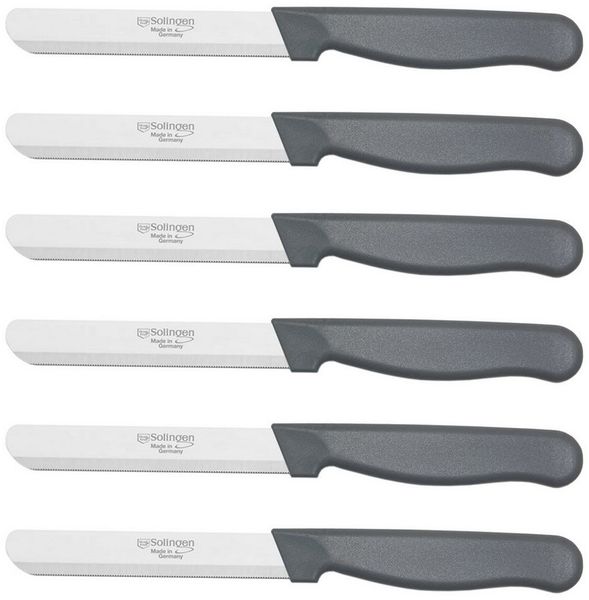 Visaggio Obstmesser Solingen Allzweckmesser Schälmesser Gemüsemesser Küchenmesser, Sägeschliff, Matt, Edelstahl, Zubereitungsmesser, Schmiermesser