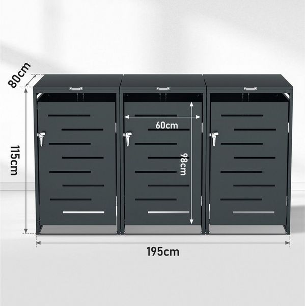 Clanmacy Mülltonnenbox Mülltonnenbox 3er Set Edelstahl für 120/240L Mülltonnen (3 St)
