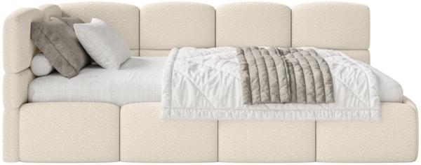 Selsey 'Cloudy' Jugendbett links, Bouclé Hellbeige, 90x200 cm