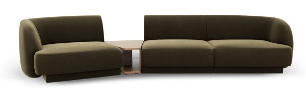 Micadoni Modulares Sofa Miley 3-Sitzer Links Samtstoff Bluvel Grün