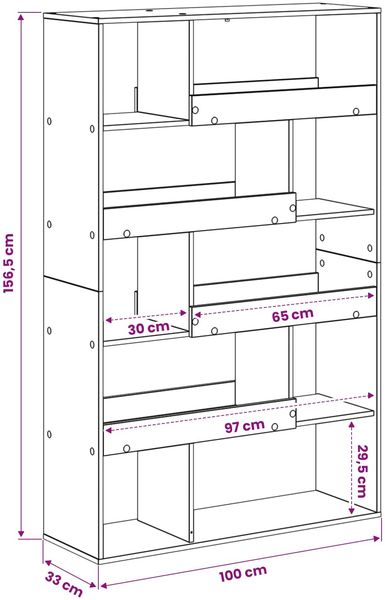 vidaXL Bücherregal Schwarz Eichen-Optik 100 x 33 x 156,5 cm 3446640 Bild 8