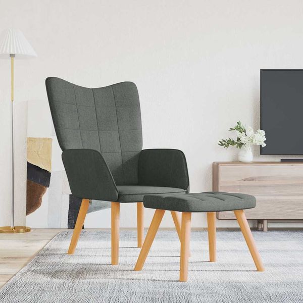 vidaXL Relaxsessel mit Hocker Dunkelgrau Stoff [327931]