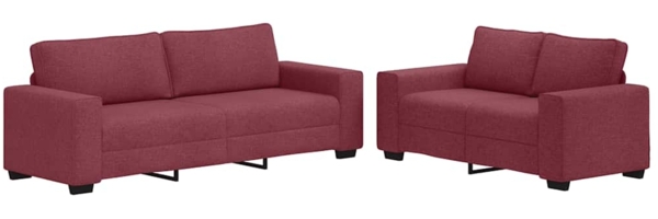 vidaXL 2-tlg. Sofagarnitur mit Kissen Weinrot Stoff 3324734