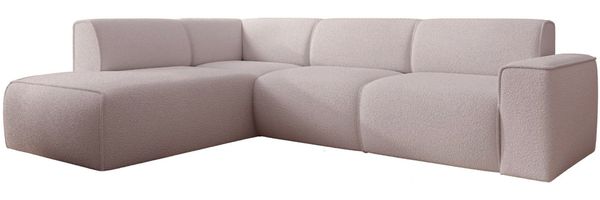 Selsey 'Bouvi' Ecksofa mit seitlicher Rückenlehne an der Ottomane, links, beige, Bouclé