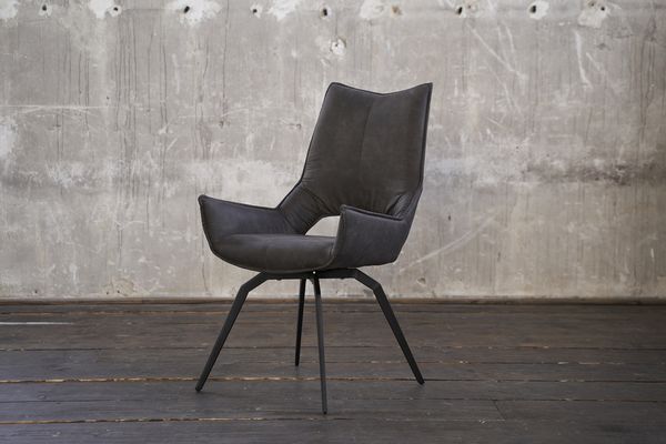 KAWOLA Esszimmerstuhl SIVO Drehstuhl Stoff anthrazit 95 x 56 x 57 cm