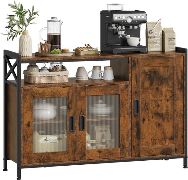 Woltu Sideboard, Küchenschrank aus MDF und Metall, für Küche Wohnzimmer Flur