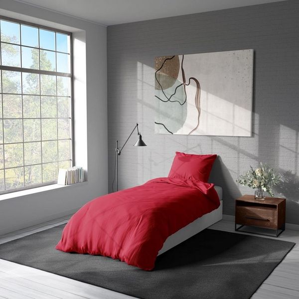 Soma Renforcé Bettwäsche 135x200 cm Bettbezug 135x200 cm Kopfkissenbezug 80x80 cm uni rot