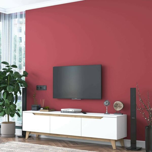 Dmora TV-Möbel COR 180x35x48,6 cm Weiß, EIN Regal 3 Fächer