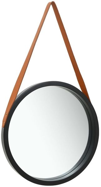 vidaXL Wandspiegel mit Gürtel 50 cm Schwarz 320367