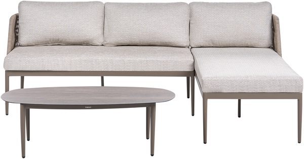 Garten Ecksofa mit Tisch 3-Sitzer LEFFE linksseitig Metall Beige