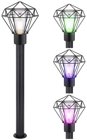 RGB LED Stehleuchte, Edelstahl, Gitter, schwarz, H 100 cm