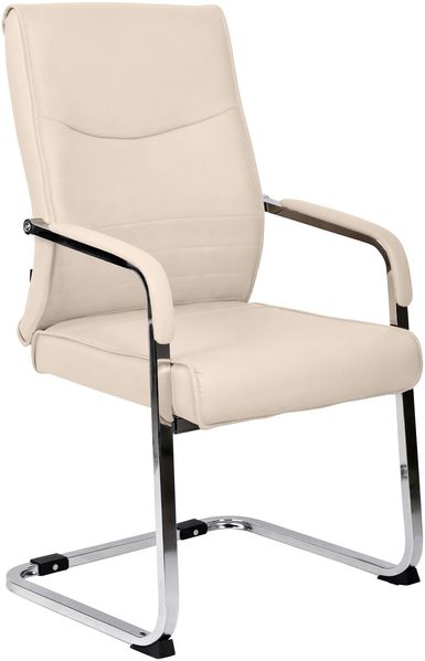 Besucherstuhl SKOPJE - Kunstleder Creme 55x60x88 cm | Besucherstühle Konferenzstuhl Wartezimmerstuhl Bürostühle Bürostuhl Konferenzraum Wartezimmer