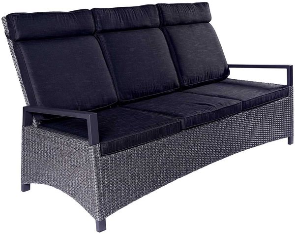 Sofa 3-Sitz Keramo Living, Rattan, Grau, Schwarz, 205 x 105 x 89 cm