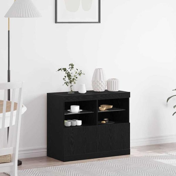 vidaXL LED-Sideboard Schwarz 81 x 37 x 66,5 cm Holzwerkstoff 863032