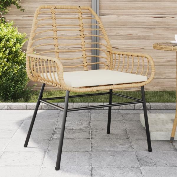 vidaXL Gartenstühle 2 Stk. mit Kissen Braun Poly Rattan 369094