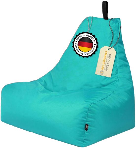 PATCH HOME Lounge Sessel Sitzsack– XXL – Türkis, bequemer Sitzsack aus Luxus-Polyester-Gewebe, bereits befüllt