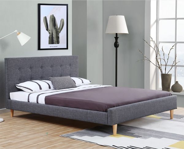 Bett 180 Linn Dunkelgrau Polyester