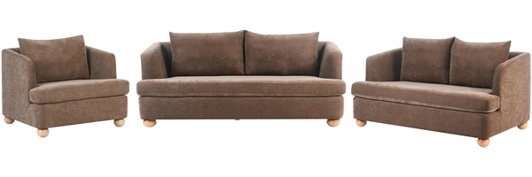 Sofa Set 6-Sitzer RATTVIK Chenillegewebe Braun
