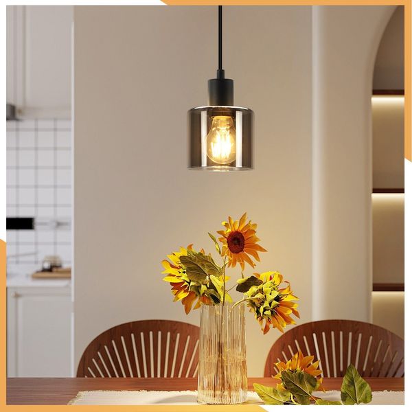 ZMH Pendelleuchte aus Eisen, Durchmesser 11 cm, E27, max. 40 W, schwarz, Vintage, 1-flammig, Esszimmerlampe, Retro-Industrie-Pendelleuchte für Wohnzimmer, Hotel