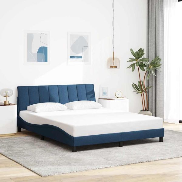 vidaXL Bettgestell ohne Matratze "Hanko" Blau 160x200 cm Stoff 3310404