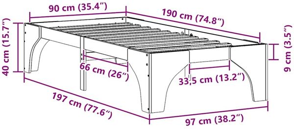 vidaXL Bettrahmen Braun 90 x 190 cm Massives Kiefernholz 873012 Bild 10