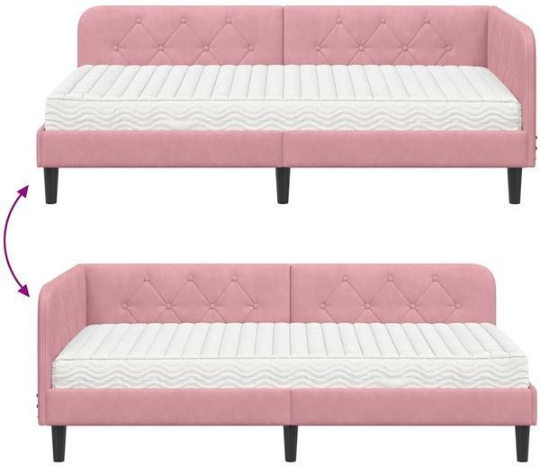 vidaXL Eckbettgestell Rosa 100 x 200 cm Samt 3394167 Bild 12