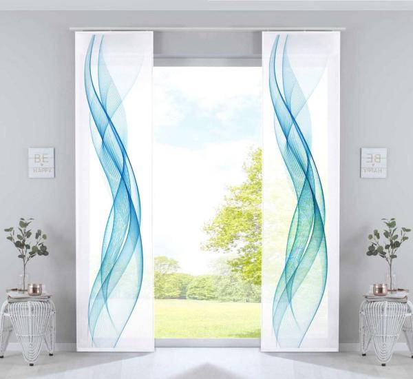 Gardinenbox Schiebegardine (2 St), Klettband, blickdicht, Microfaser, Bedruckt Flächenvorhänge »Izmir«