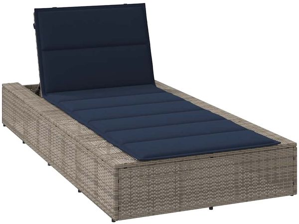 vidaXL Sonnenliege mit schwebender Auflage Grau Poly Rattan 4104209