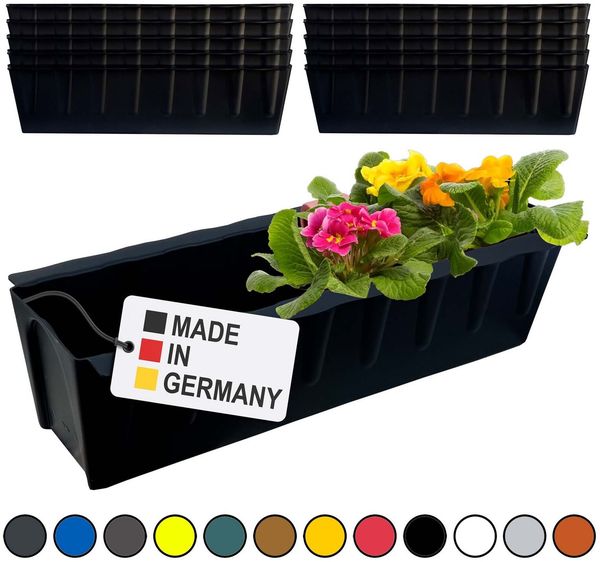 Hossi's Wholesale 10 Euro-Paletten Blumenkästen-Einsätze | 37,3cm Schwarz | Pflanzkasten für Europalette Palette | Balkonkasten | Blumentopf | aus stabilen Kunststoff | Made in Germany