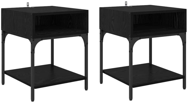 vidaXL Nachttisch 2 pcs Schwarz Eichen-Optik 40 x 40 x 50 cm 881817