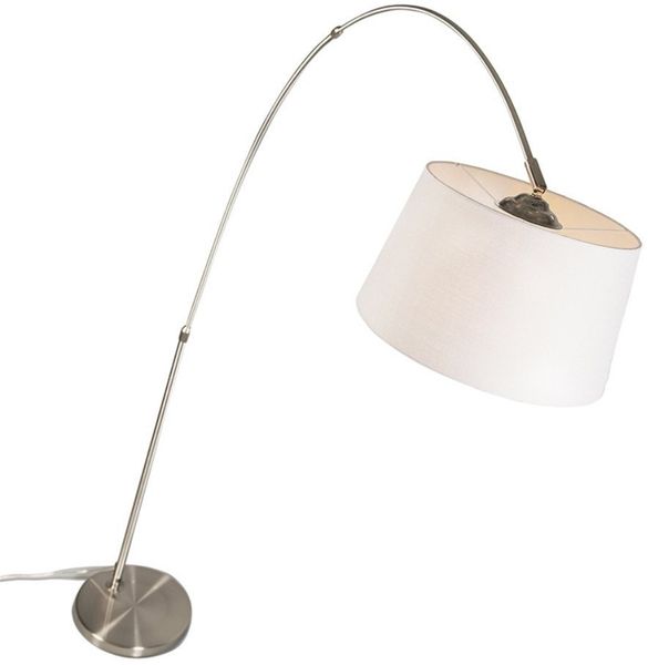 Qazqa Bogenlampe Arc, ohne Leuchtmittel, Warmweiß, QAZQA Bogen­lampe, e27, Weiß, Stahl, Modern