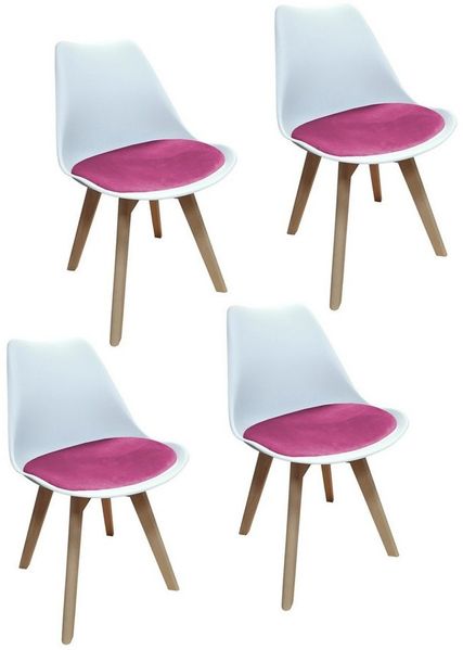 HTI-Living Esszimmerstuhl 4er Set Design-Stühle mit Sitzpolster (Set, 4 St), Esszimmerstuhl Kunststoffschale Samtbezug Holzfüße
