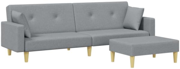 vidaXL Schlafsofa 2-Sitzer mit Fußhocker, Hellgrau