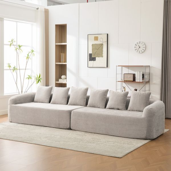 YakoHome Modulsofa Grau 343.00*99.00*80.50 – Unglaublich weicher Komfort, sofort einsatzbereit, kuschelige Ruhezone, schnell zurückfedernde Polsterung, großzügige Chaiselongue, modernes Design, vielseitig einsetzbar