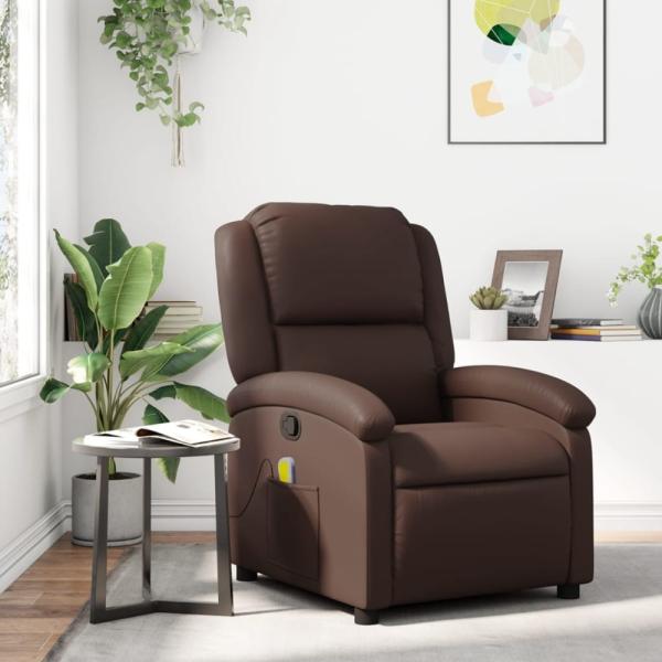 vidaXL Massagesessel Braun Kunstleder 371784