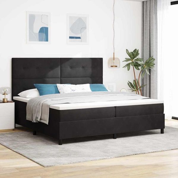 vidaXL LED Boxspringbett mit Kopfteil Schwarz 200 x 200 cm Samt 3343336