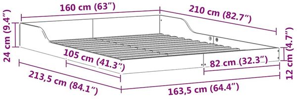 vidaXL Bettrahmen Braun 160 x 210 cm Massives Kiefernholz 873355 Bild 10