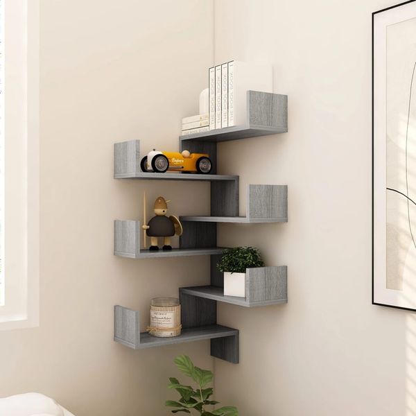 vidaXL Wand-Eckregale 2 Stk. Grau Sonoma 40x40x50 cm Holzwerkstoff 815207