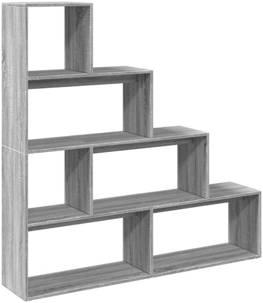 vidaXL Raumteiler-Bücherregal 4 Stufen Grau Sonoma 143,5x29x143,5 cm 857999