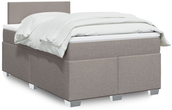 vidaXL Boxspringbett mit Matratze Taupe 120x200 cm Stoff 3285852