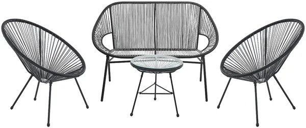 Vente-unique - ALIOS Gartensitzgruppe HarzGlas Schwarz - B 52 cm50 cm82 cm x H 80 cm50 cm83,5 cm x L 115 cm50 cm72 cm