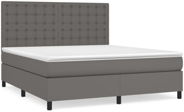 vidaXL Boxspringbett mit Matratze Grau 180x200 cm Kunstleder 3142861