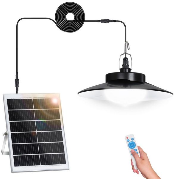 LMaxhome LED Solarleuchte Hängelampen Solar Deckenleuchte Outdoor, 5 Modi mit Fernbedienung IP65, Trennbar - 1 Lampe (Neu verbessert), LED fest integriert, Warmweiß/Kaltweiß Wahlbar, mit Bewegungsmelder und 5m Kabel, Solarlampe für Garten, Terrasse
