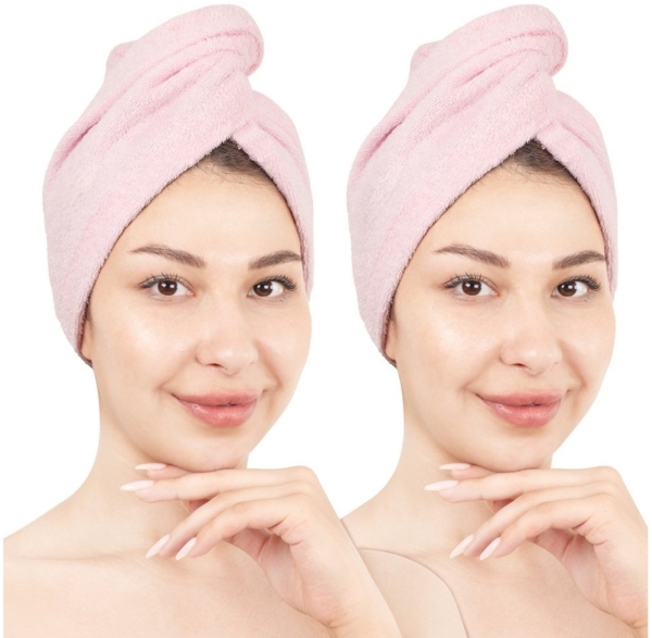 HAMMETEX Turban-Handtuch 2er Set Haarturban Damen, 100% Baumwolle, Flauschig & Schnelltrocknend, Frottier (Set, 2-St), Uni-Farben, weich