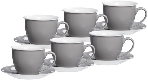 Ritzenhoff & Breker DOPPIO Milchkaffee Tasse mit Untertasse 350 ml 6er Set grau