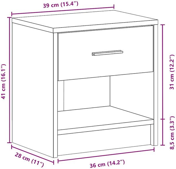 vidaXL Nachttisch mit Schublade Schwarz 39x28x41 cm 858751 Bild 12