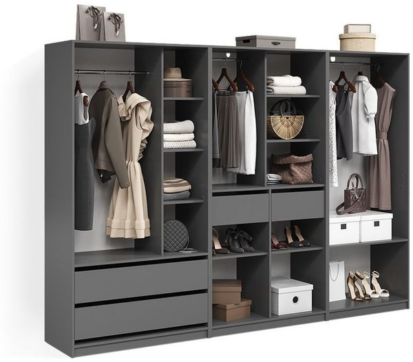 Livinity® Kleiderschrank Trento, Anthrazit, 3er Set (3-St)